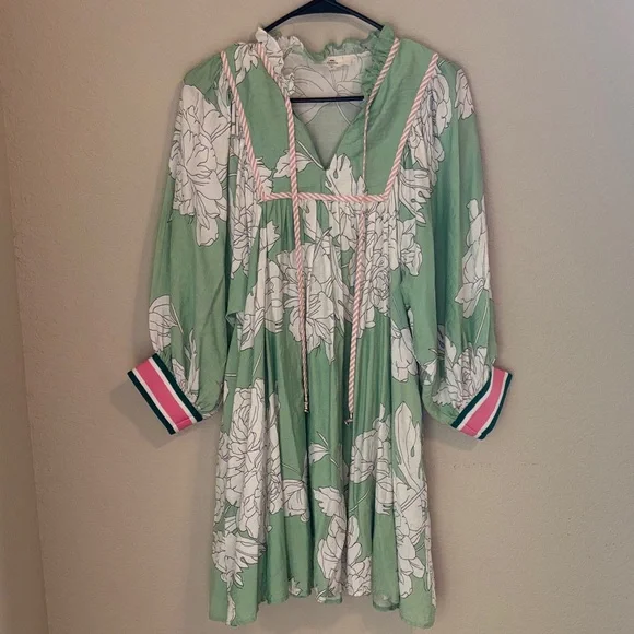 Entro Summer Dress Floral Prints Sz S Mint Green - Picture 1 of 11